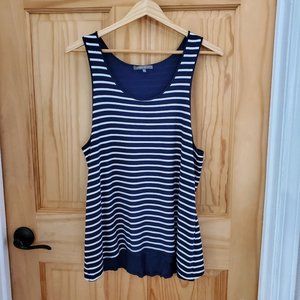 RETRO-ology Navy Blue and White Striped, Scoop Neck, Sleeveless Top
